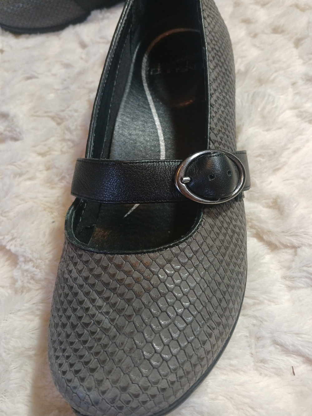 Dansko Orla Mary Jane Comfort Shoes Black Gray Snakeskin Womens Size 36 - Picture 5 of 10